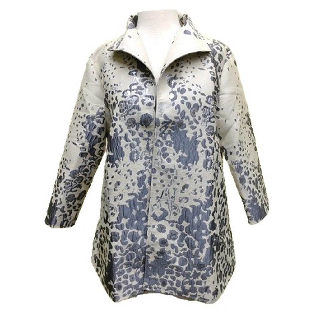 Grace Chuang Cream and Navy Patterned Coat